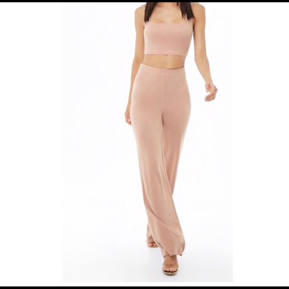 Two piece high waist tan/ rose gold set